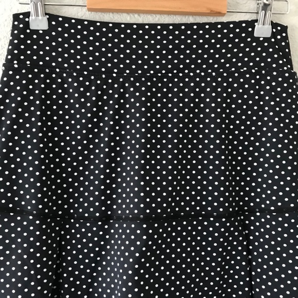 Dona Jo Polka Dot Pleated Tennis Running Skirt/Skort M/2 Black White UVB 15" - Picture 3 of 9
